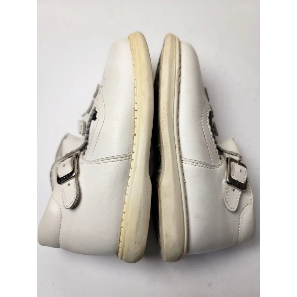 Vintage Dogi Toddler White Leather Buckled Mary Jane Shoes Bow Detail Size 17 US